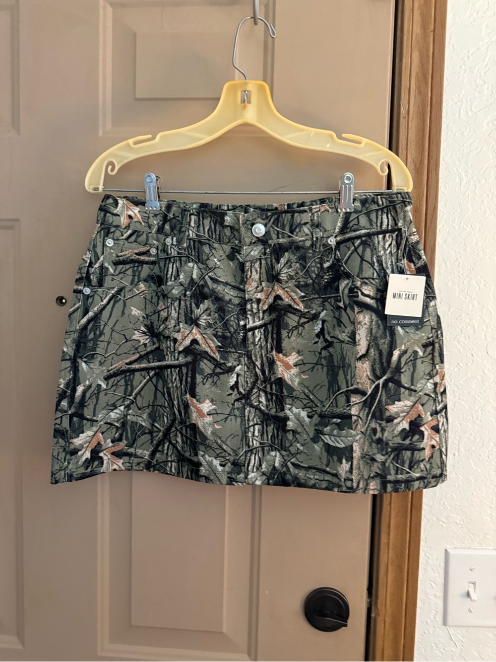 No Comment Green Camo Print Mini Skirt
